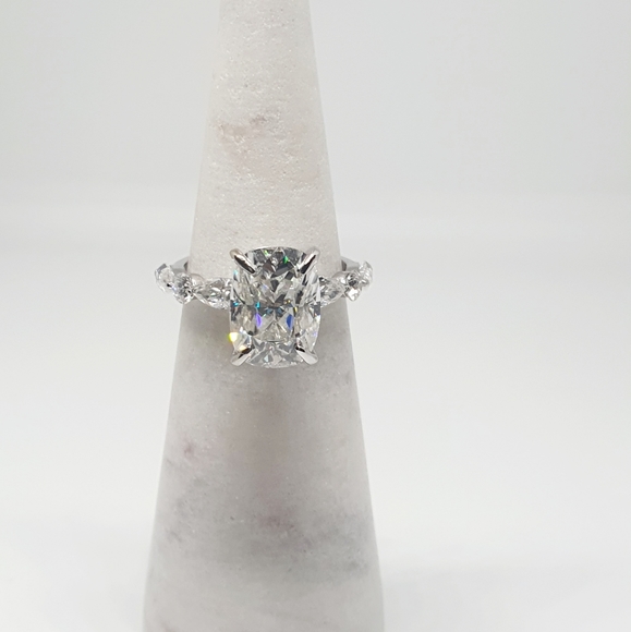 4.50 Ct Elongated Cushion Cut Moissanite Ring - Picture 10 of 11